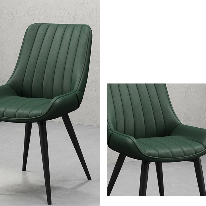 Metal Frame Dining Side Chair Faux Leather Upholstered Side Chair
