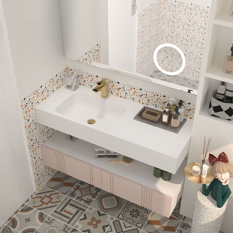 Modern Undermount Bathroom Sink Rectangular Pop-Up Drain Wash Stand without Faucet