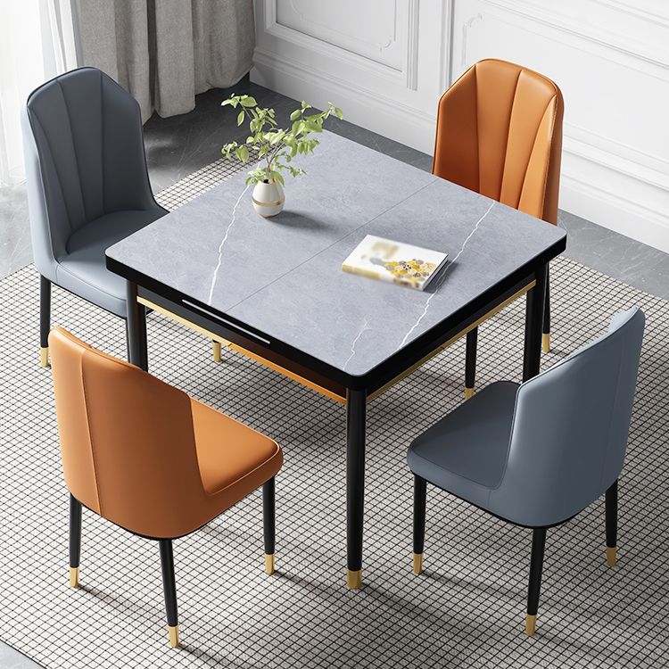 Industrial Style Stone 31.5''Dining Table Square 4 Legs Table for Dining Room