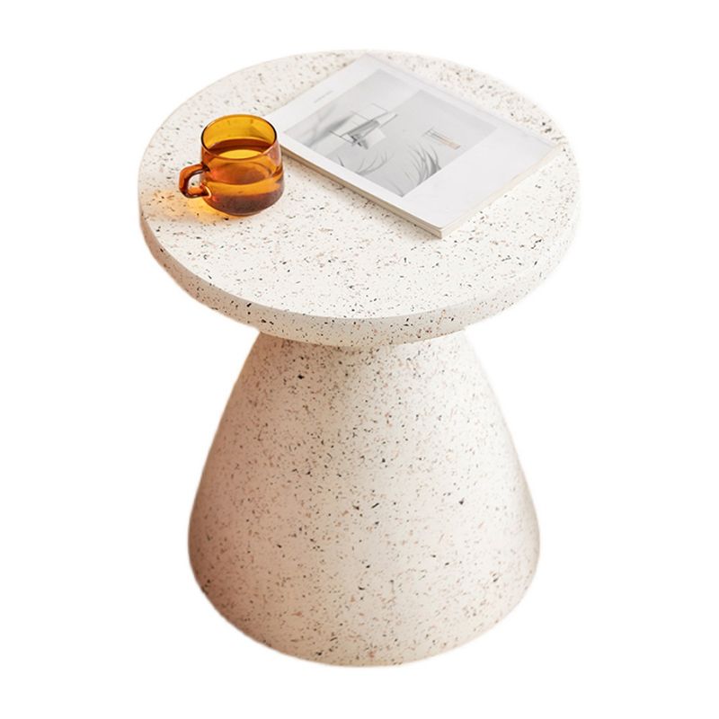 White Sofa Side Accent Table Round and Cone Shape Corner Table