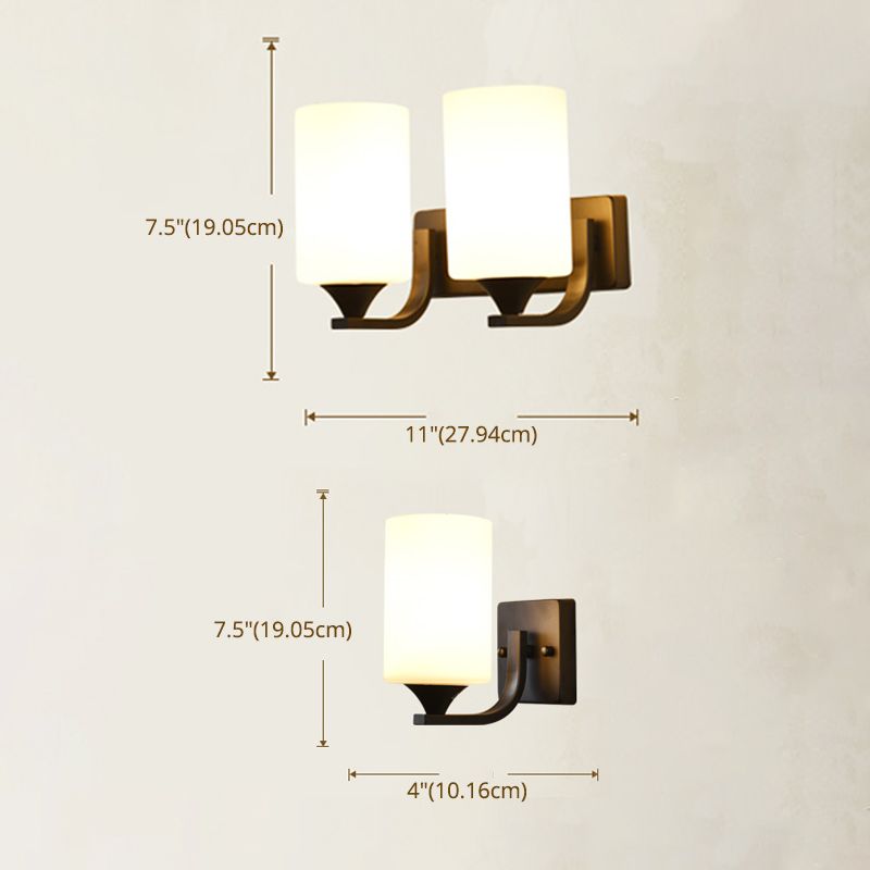 Zylinder Schwarze Leuchtenbeleuchtung Industriemilchglas Wandleuchte Lampe