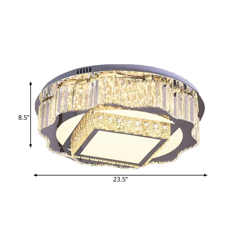 K9 Crystal LED Flushmount Lighting Modern Chrome Flower and Square Hotel Ceiling Flush Light