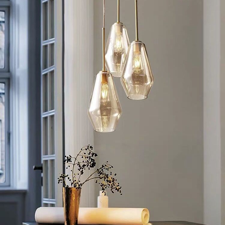 Modern minimalistisch handgeblazen glazen hanglampje Amber 1 lichte eetkamer hangend plafondlicht