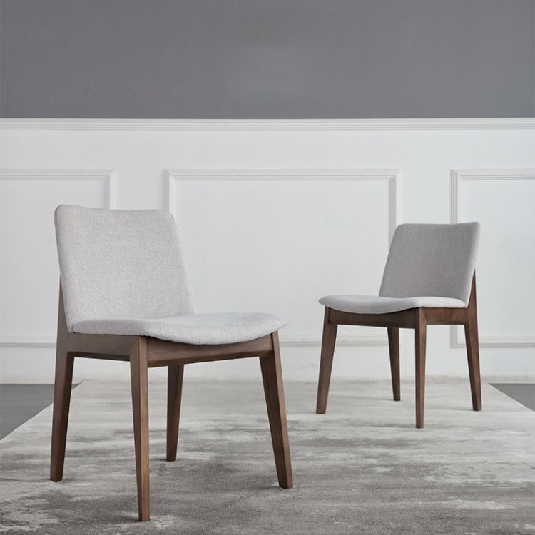 White Upholstered Dining Chairs Kitchen Dining Armless Chair with Wood Legs