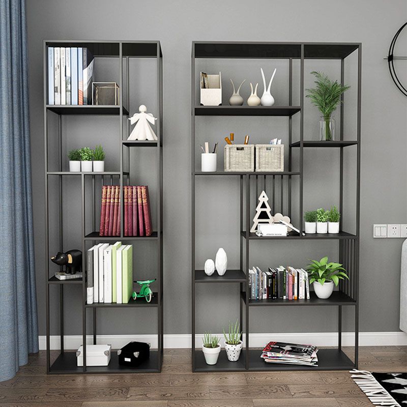 Modern Metal Bookshelf Etagere Open Shelf Bookcase in Burnish-70.8" H x 11.8" W
