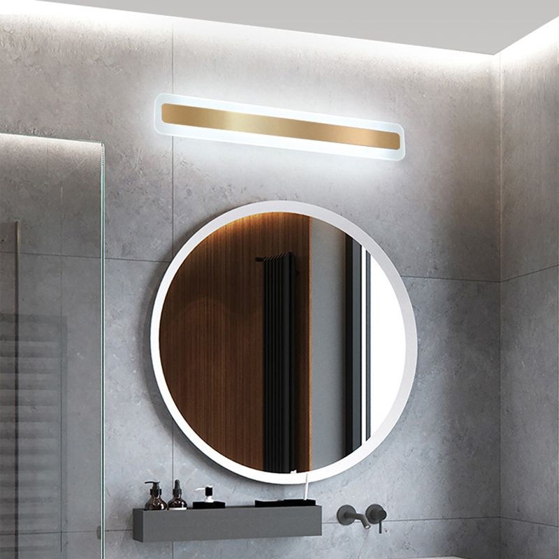 Acconde da parete da parete lineare a 1 luce moderna moderna illuminazione da parete specchio in stile semplice in oro