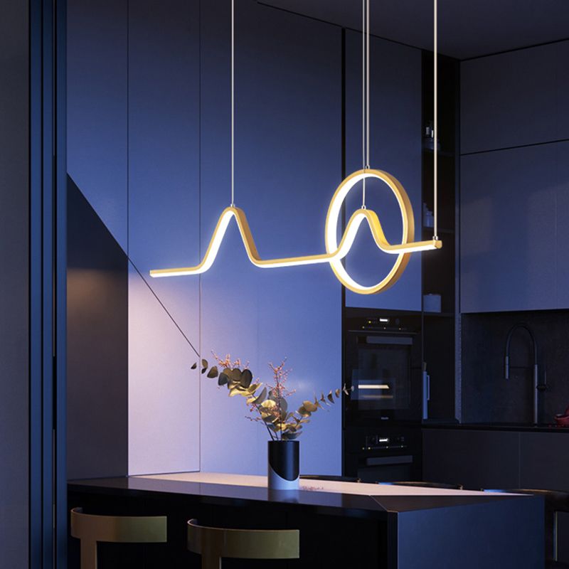 Linear Shape Island Pendants Contemporary Metal 2 Light Pendant Lighting Fixtures