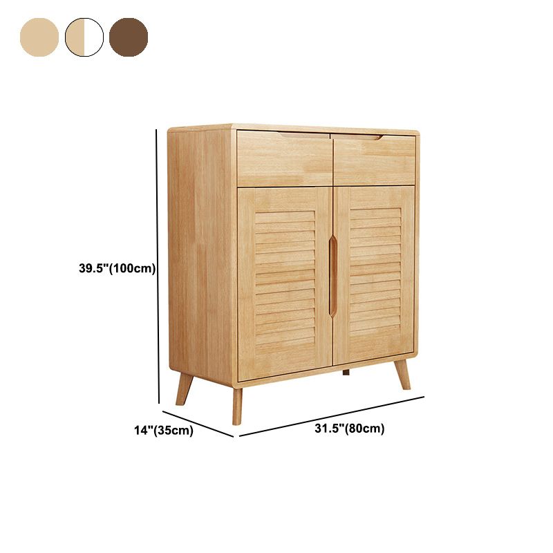 Contemporary Solid Wood Accent Cabinet with 2 Drawers and Doors