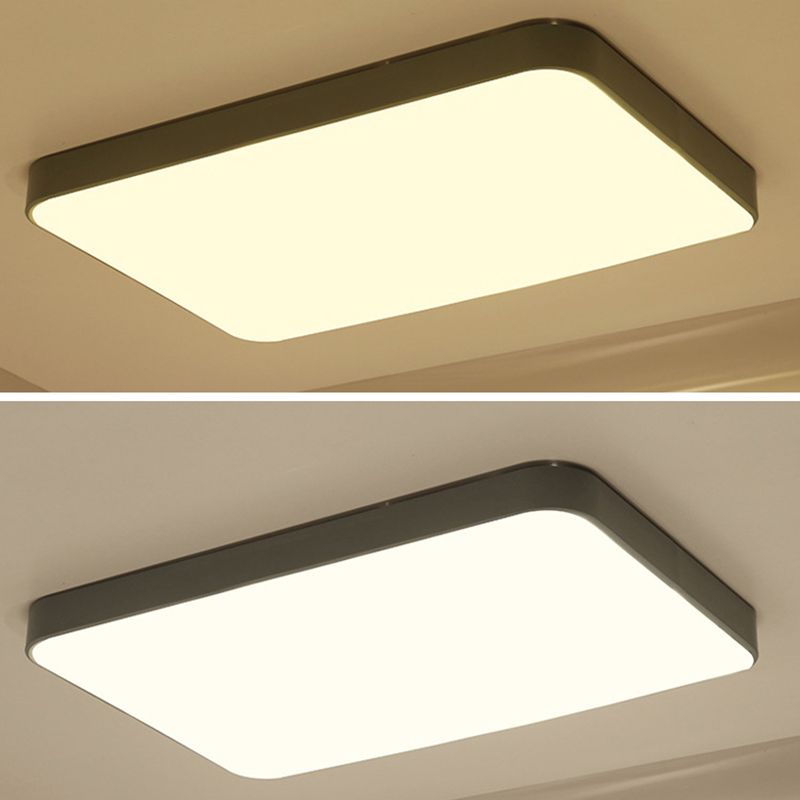 Quadrangle Flush Mount Fixture Macaron Style Metal Living Room LED Ceiling Light