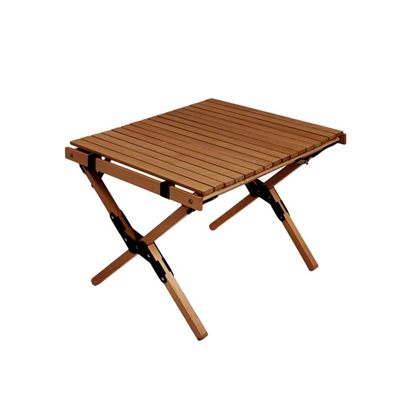 Solid Wood Dining Table Industrial Rectangle Folding Table with Metal Base