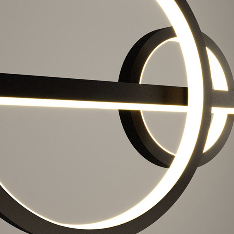 3-Light Geometric Island Light Fixture Modernism Metal Island Pendant Lights in Black