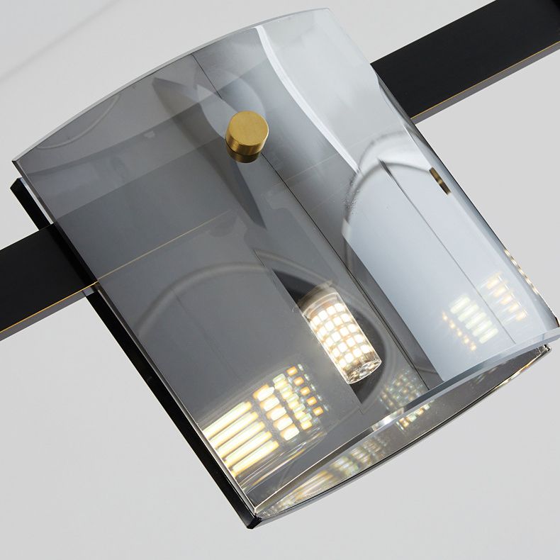 Glass Rectangle Island Light Fixtures Modern Multiple-Light Island Pendant