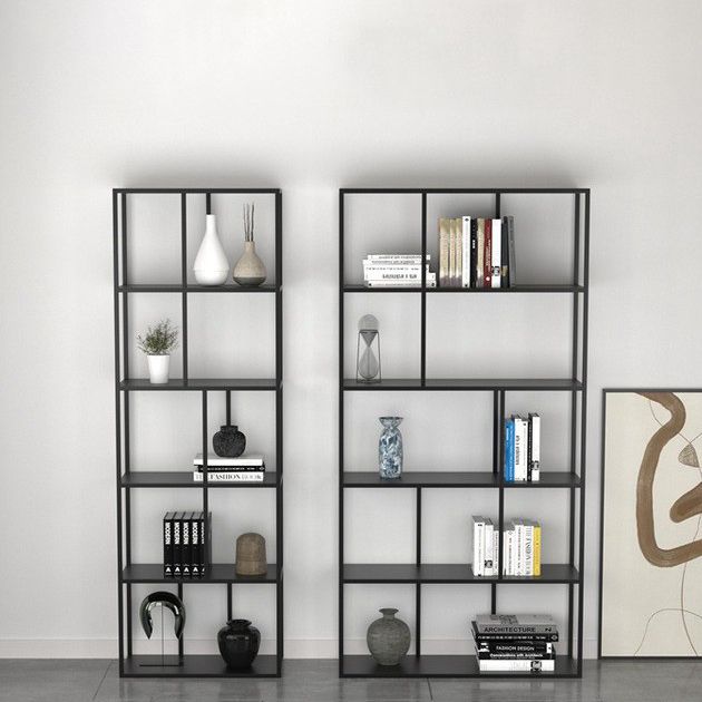 Metal Open Book Shelf Contemporary Home Shelf Bookcase with Shelves
