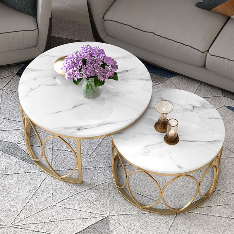 Slate White Coffee Table Frame 2 Piece Nesting Tables for Living Room