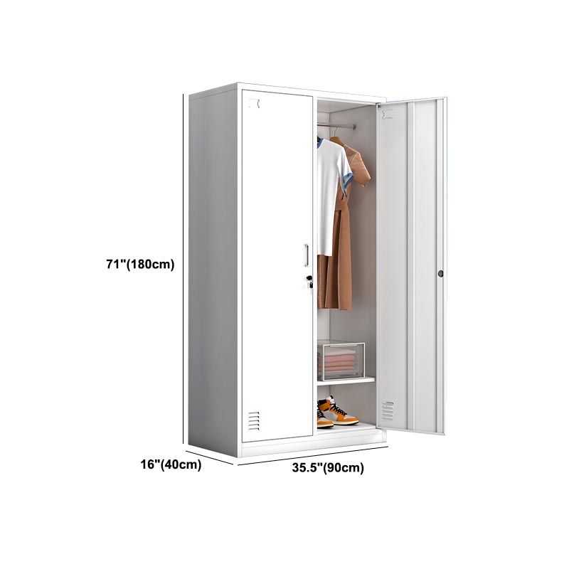 White Metal Wardrobe Armoire Contemporary Hinged Wardrobe Cabinet