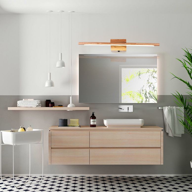 Vanité linéaire lumière murale moderne de style minimaliste en bois unique de vanité unique