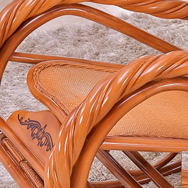 Traditional Rocking Chair Rattan Solid Color Built-in Armrest Indoor Rocking Chair