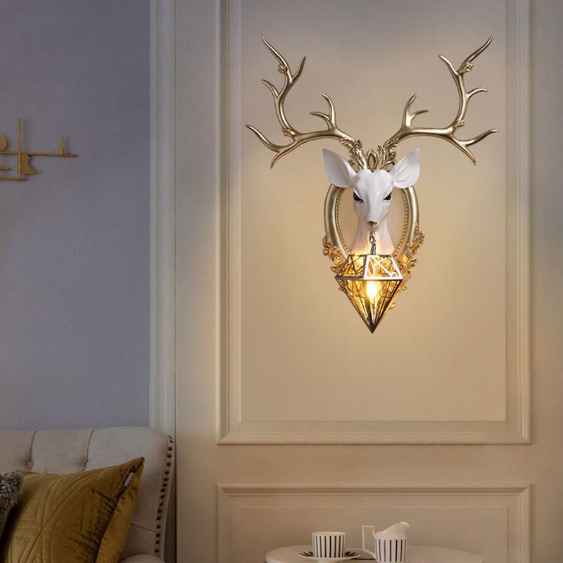 Creative Deer Wall Lighting Fixture Contemporary Crystal Wall Mount Light