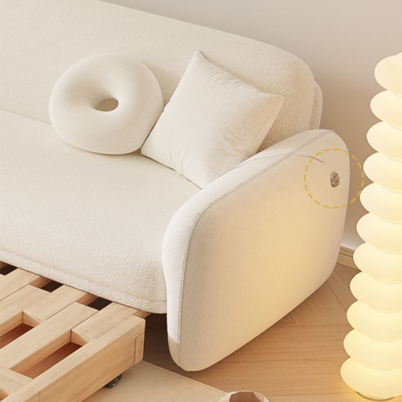 Scandinavian 32.28" Wool Sleeper Sofa Square Arm Sofa Bed in White