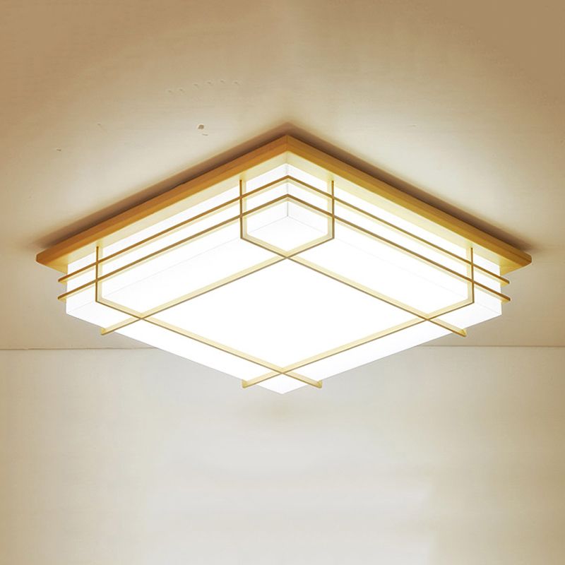 Holz Quadratische Form Flush Deckenleuchte Moderne 1-Licht Flush Mount Beleuchtung in Braun