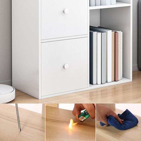 Floor Modern Book Shlef with Doors Closed Back 9.45" W Wooden Shelf for Living Room