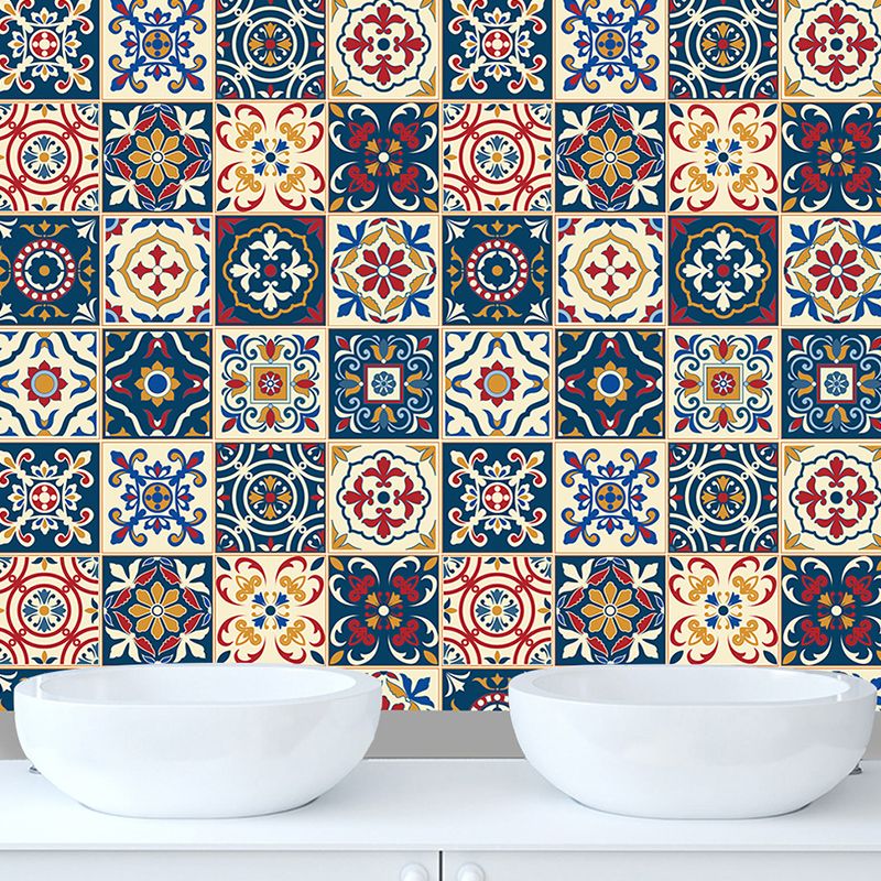 Self-Adhesive Flower Wallpaper Panels Bohemian Style PVC Wall Covering, 8' L x 8" W