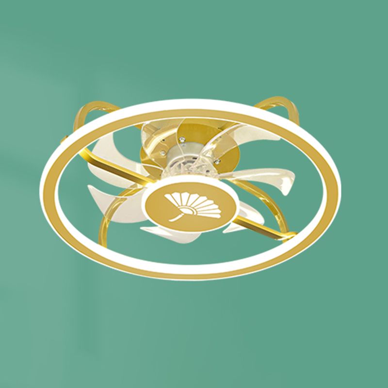Kinderstil Geometrie Deckenventilator Leuchten Metall 2-Licht-LED-Flush Leuchten in Gold