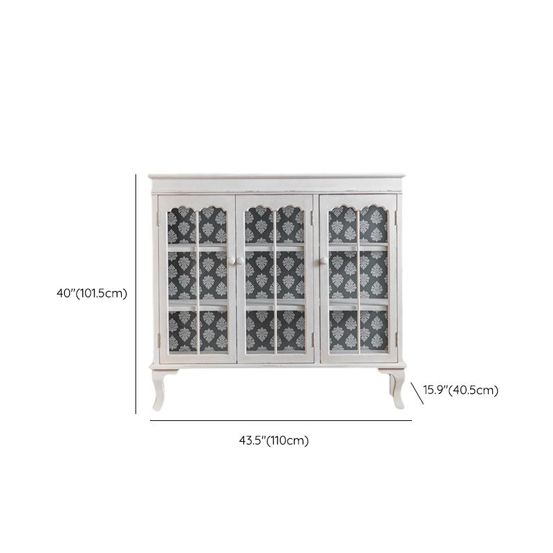 Traditional Pine Curio Cabinet Glass Doors Display Stand with Doors