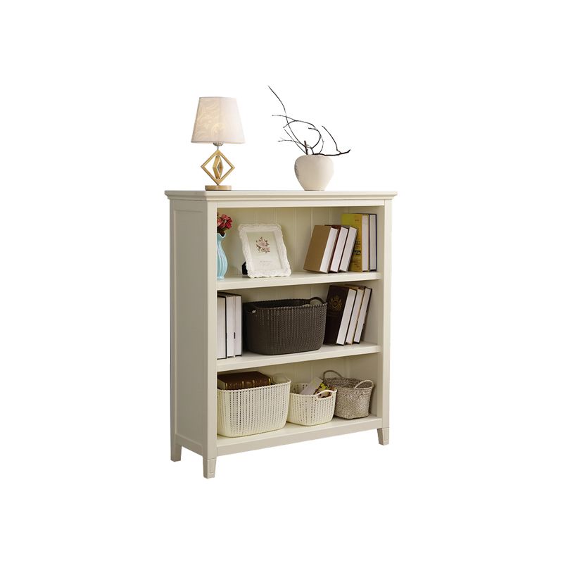 Modern Style Closed Back Book Shelf Standard Wooden Bookcase in White
