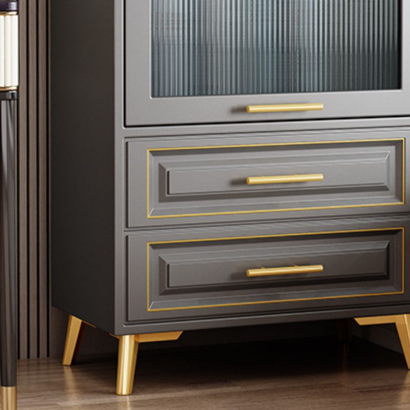 Contemporary Grey Cabinet with Glass Door and 2 Soft Close Drawers