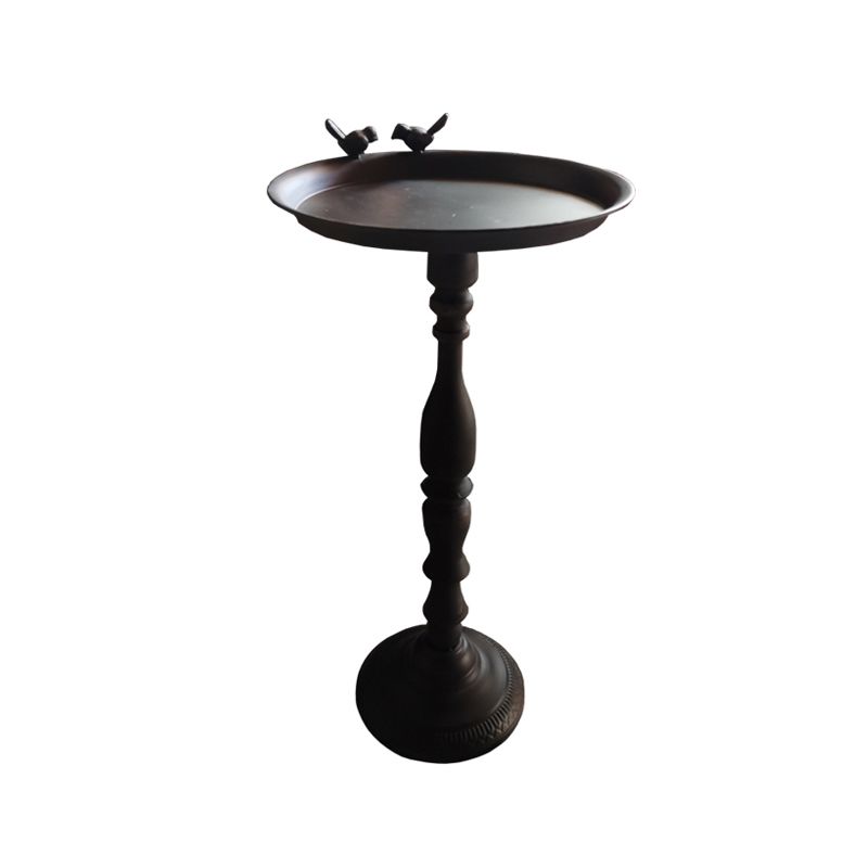 Round Mental Tray Top Side Table Pedestal Distressed End Table