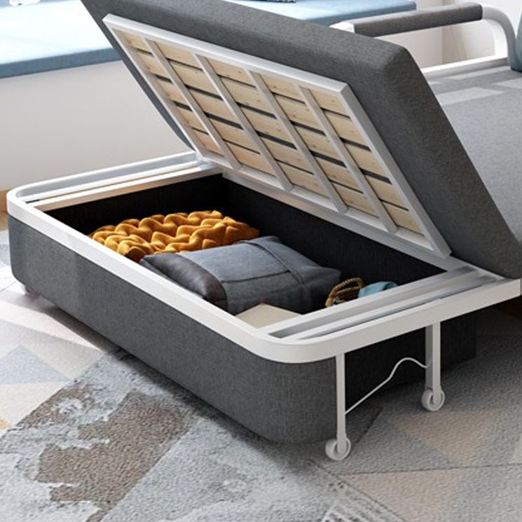 35.43" Wide Linen Sleeper Sofa with Storage Light Gray Sofa Bed