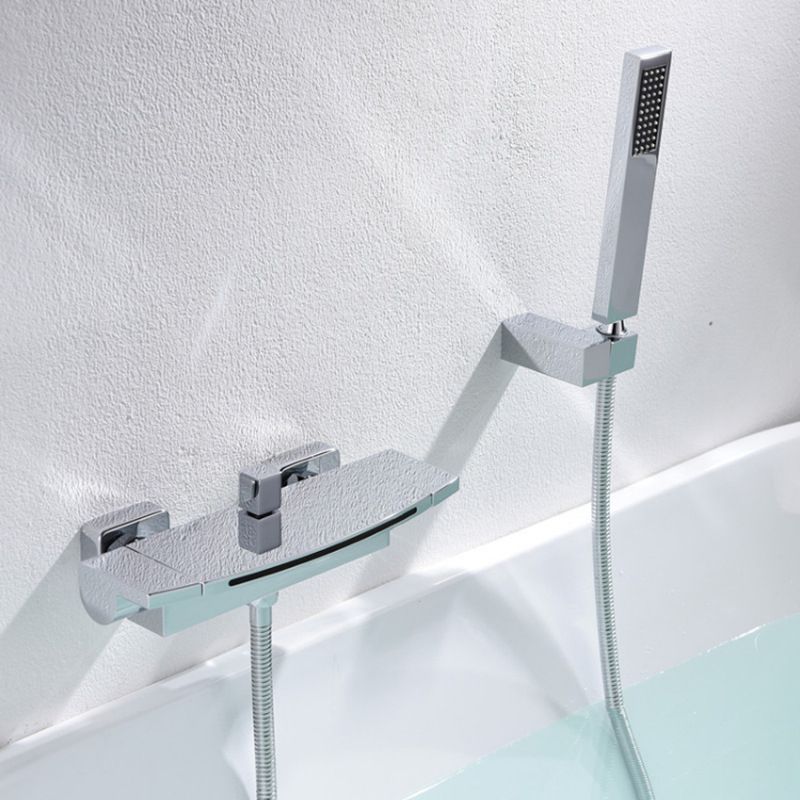 Wall Mounted Metal Tub Filler Low Arc Waterfall Bathroom Faucet