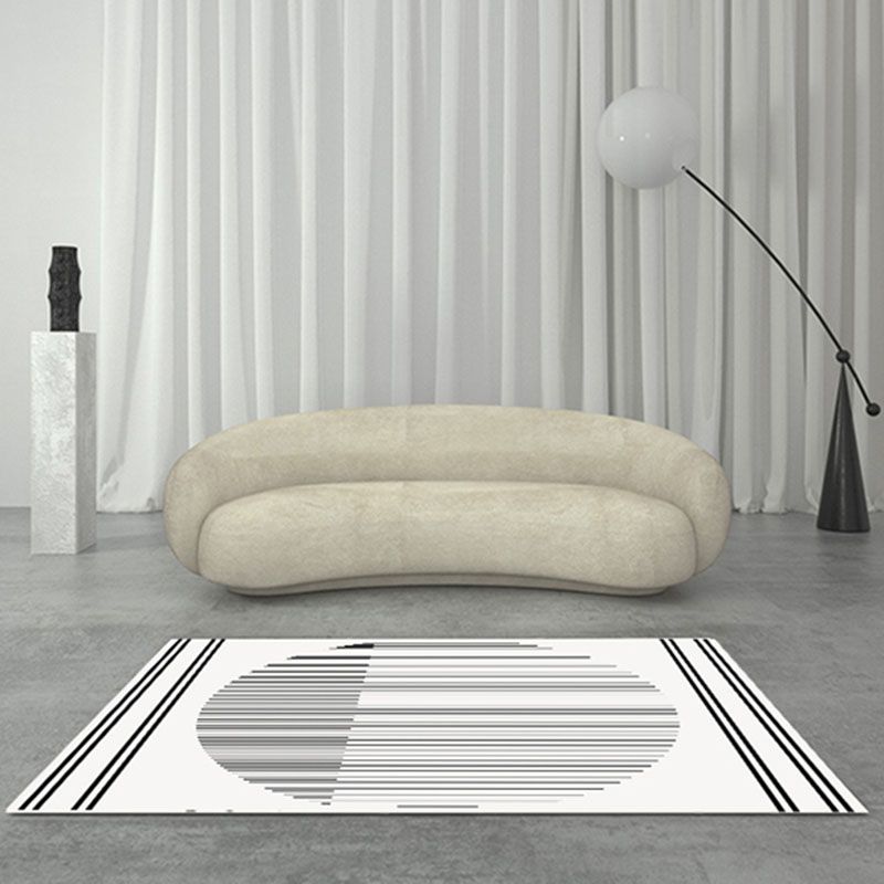 Black Modern Area Carpet Abstract Pattern Polyester Area Rug Non-Slip Backing Rug for Home Decor
