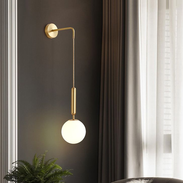 Modern Metal Wall Lighting Sconce Ball Glass Shade Wall Lamp with Hanging Wire