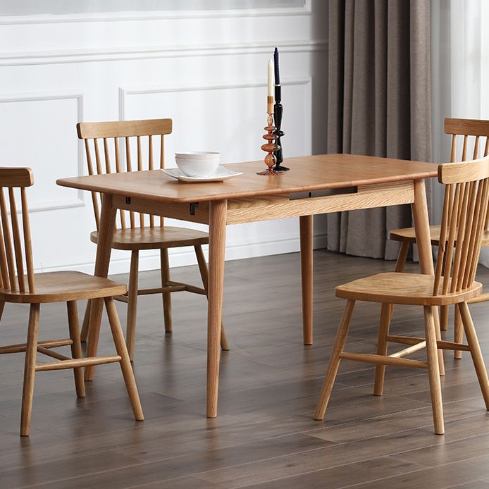 Contemporary Rectangle Dining Table Oak Solid Wood Table with 4 Legs for Dining Room