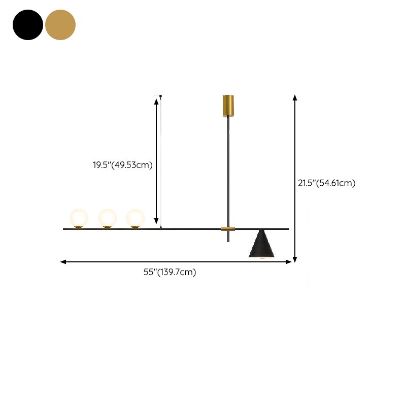 Multi - Light Kitchen Island Fixture Modern Iron and Glass Ceiling Pendant in Black / Gold