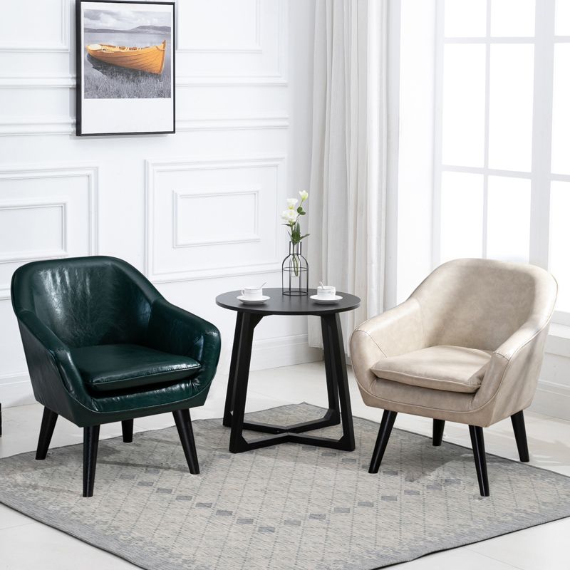 Contemporary Style Upholstered Arm Chair Solid Back Dining Side Chairs for Home Use