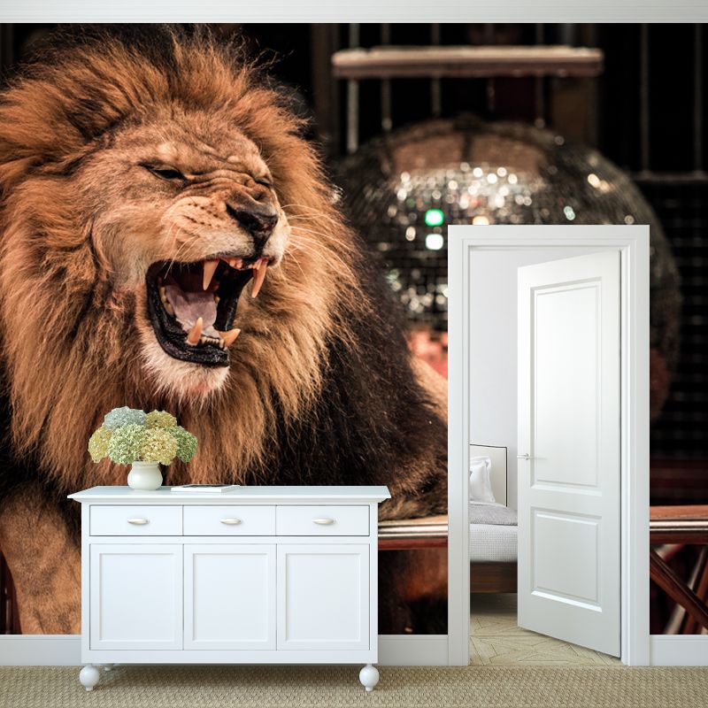 Modern Lion Making Face Mural for Bedroom Customized Wall Decor, Made to Measure