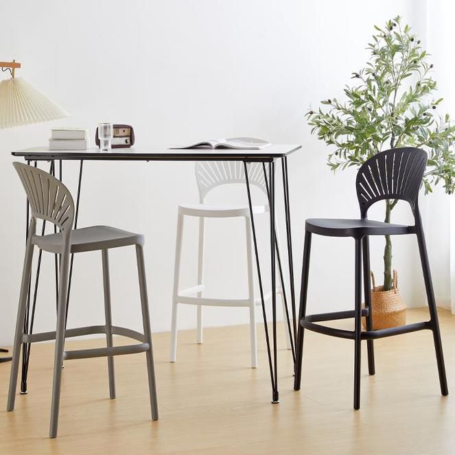 Modern Low Back Bar Stool Plastic Footrest Stackable Counter Stool