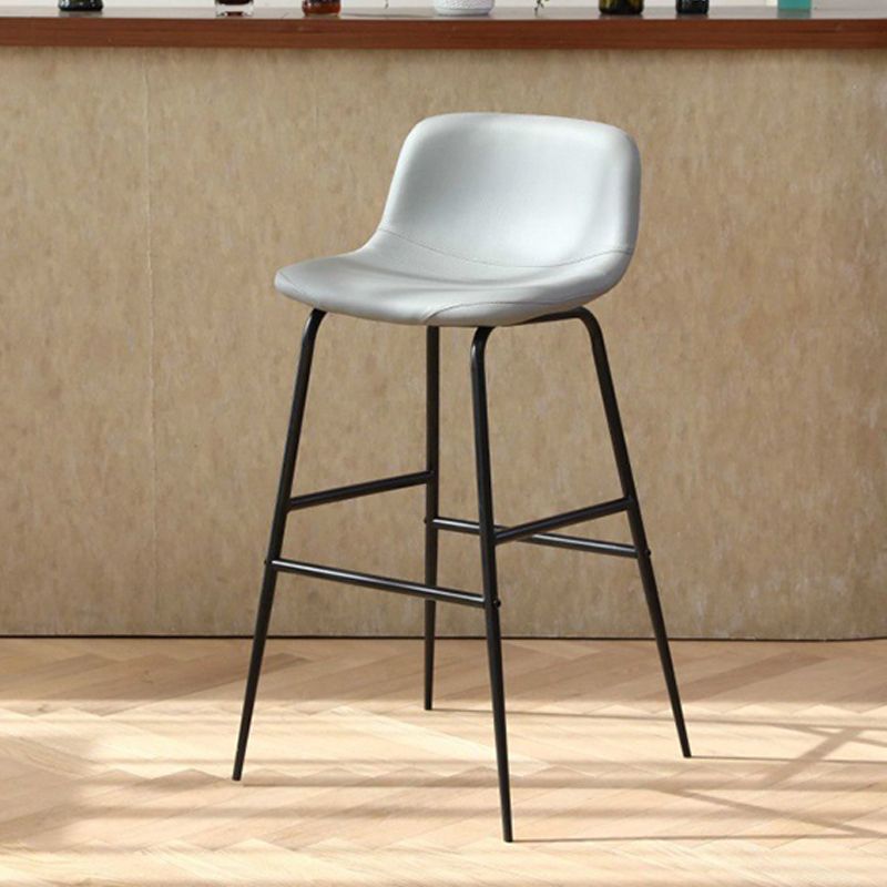 Faux Leather Dining Stools Industrial Bar Stools with Black Metal Base