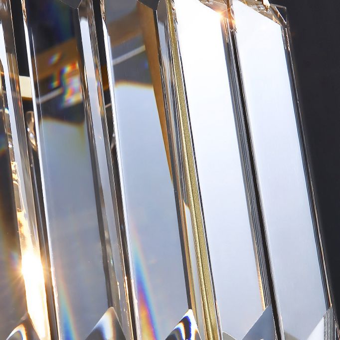 Gold Rectangular Wall Sconce in Modern Luxury Style Copper Wall Lamp with Crystal Shade