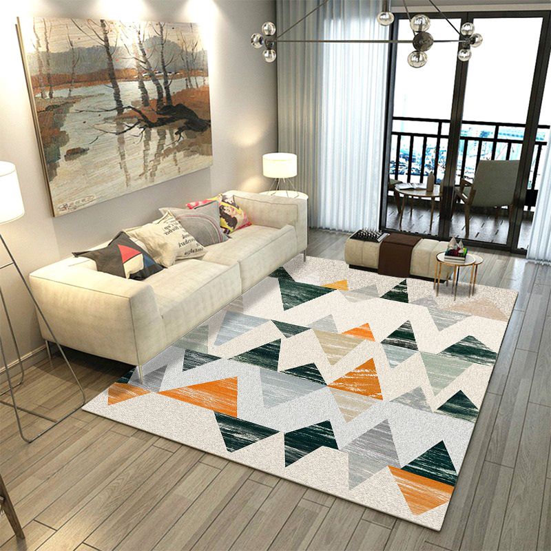 Nordic Geometric Print Rug Multi Color Polyster Area Carpet Pet Friendly Stain-Resistant Area Rug for Living Room