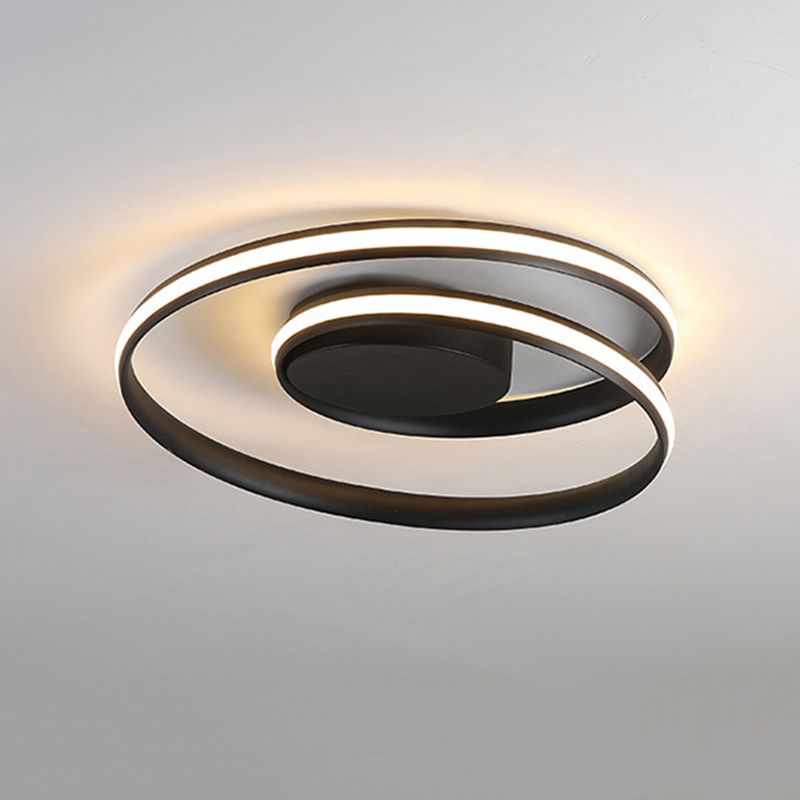 Swirl Wave Flush Mount Ceiling Light Fixture with Aluminum Art for Living Room