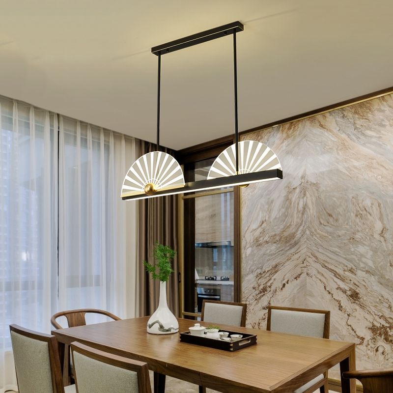 Modern Style Geometry Shape Island Lights Metal 3 Light Island Lighting in Black