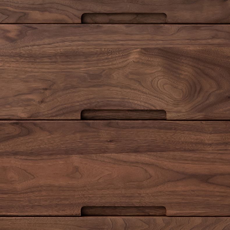 Mid-Century Modern Walnut Chest with 5 Drawers Rectangle Chest