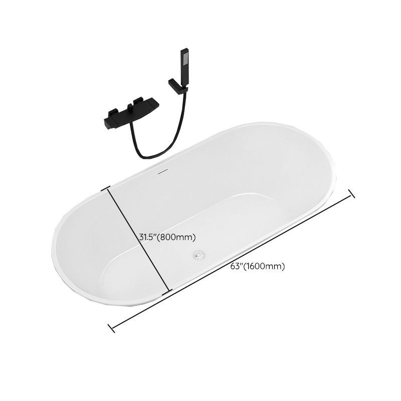 Contemporary Oval Drop-in Bathtub Soaking Acrylic Bath Tub in White