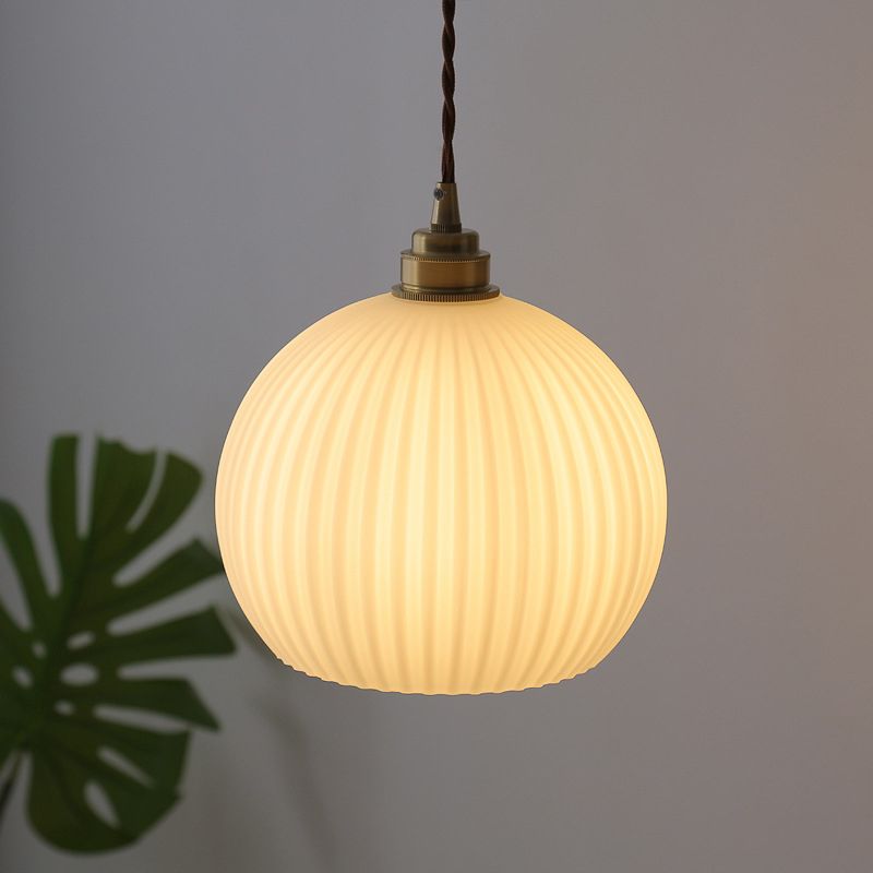 Modern Minimalism Spherical Hanging Light Ceramics 1 Light Pendant Lamp for Restaurant