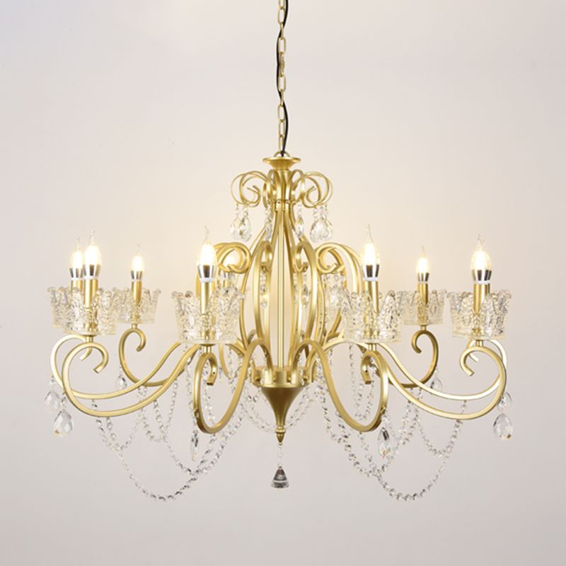 Candelabra Metall Deckenbeleuchtung Vintage Wohnzimmer Kronleuchterleuchte mit Kristallkronendekoration