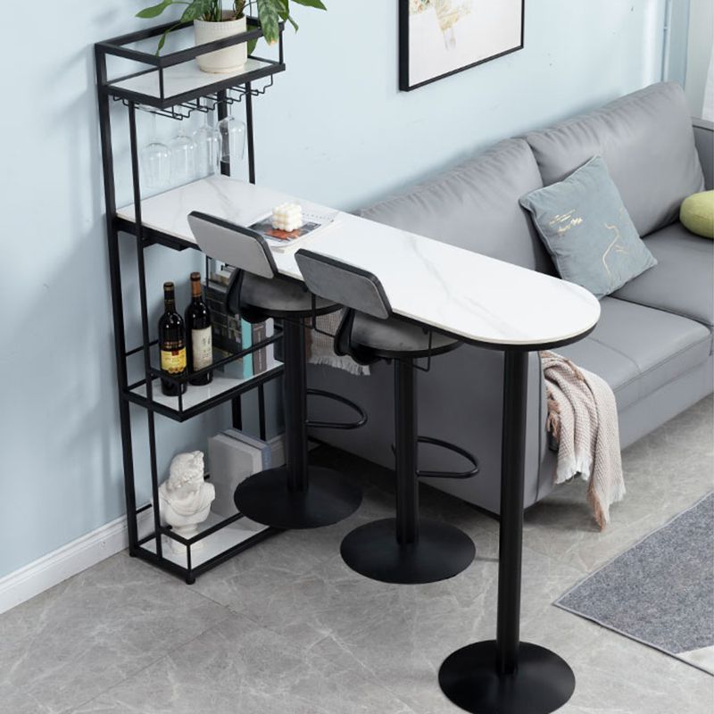 Contemporary Style Pub Set 1/3 Pieces Stone Pub Dining Set for Indoor